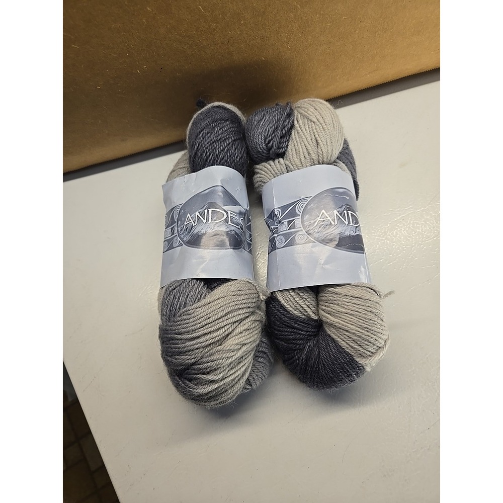 Lot Of 2 Andes 100% Wool Yarn Skeins, 165 Yards Each, Color 25 Blue